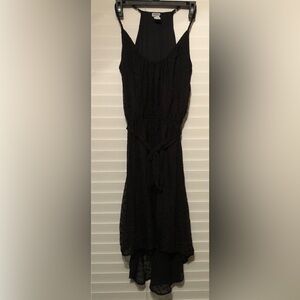 Charming Charlie Black Textured Hi Lo Dress with Tie Waist